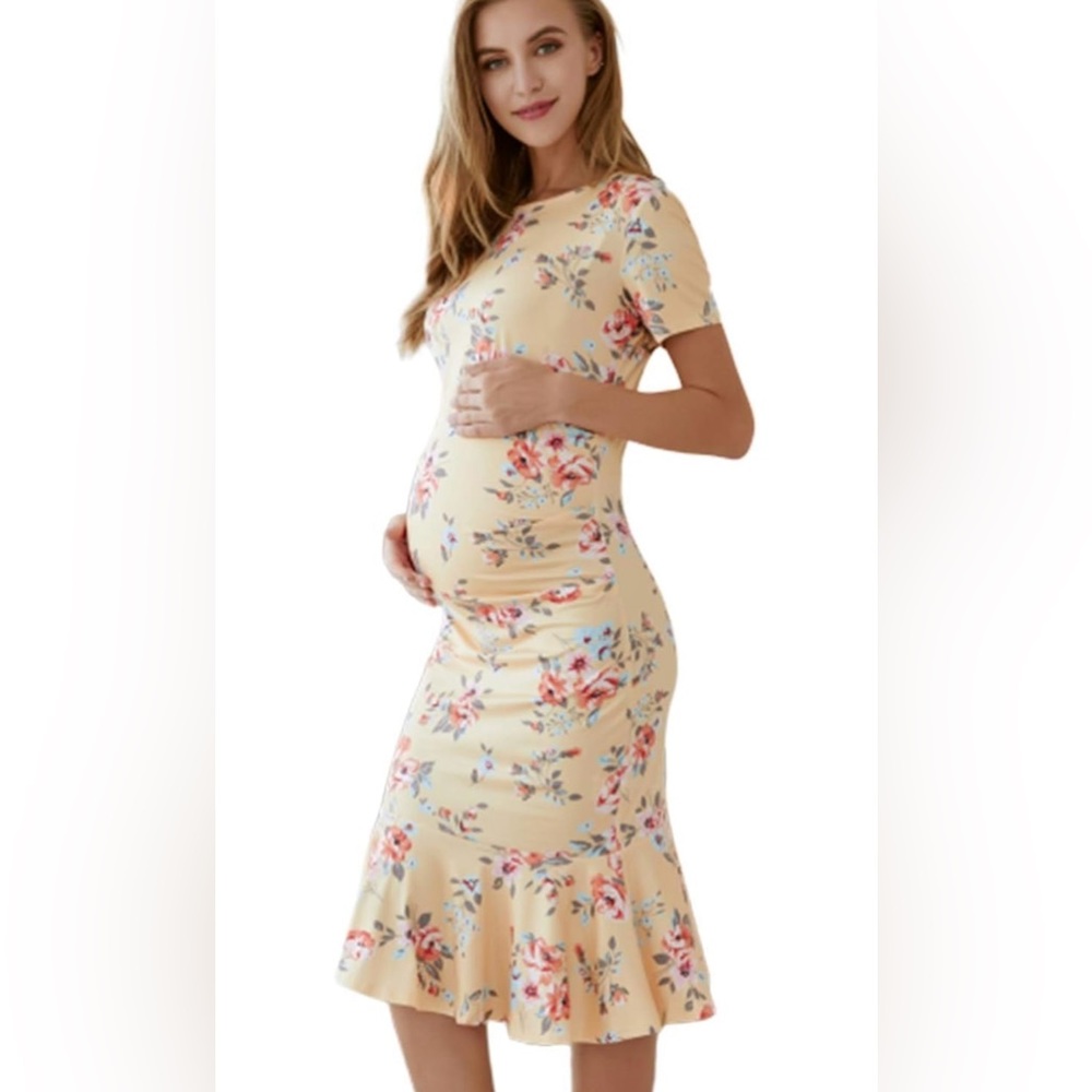 Floral Dress Maternity Clothes for Photos (XL, Floral1)